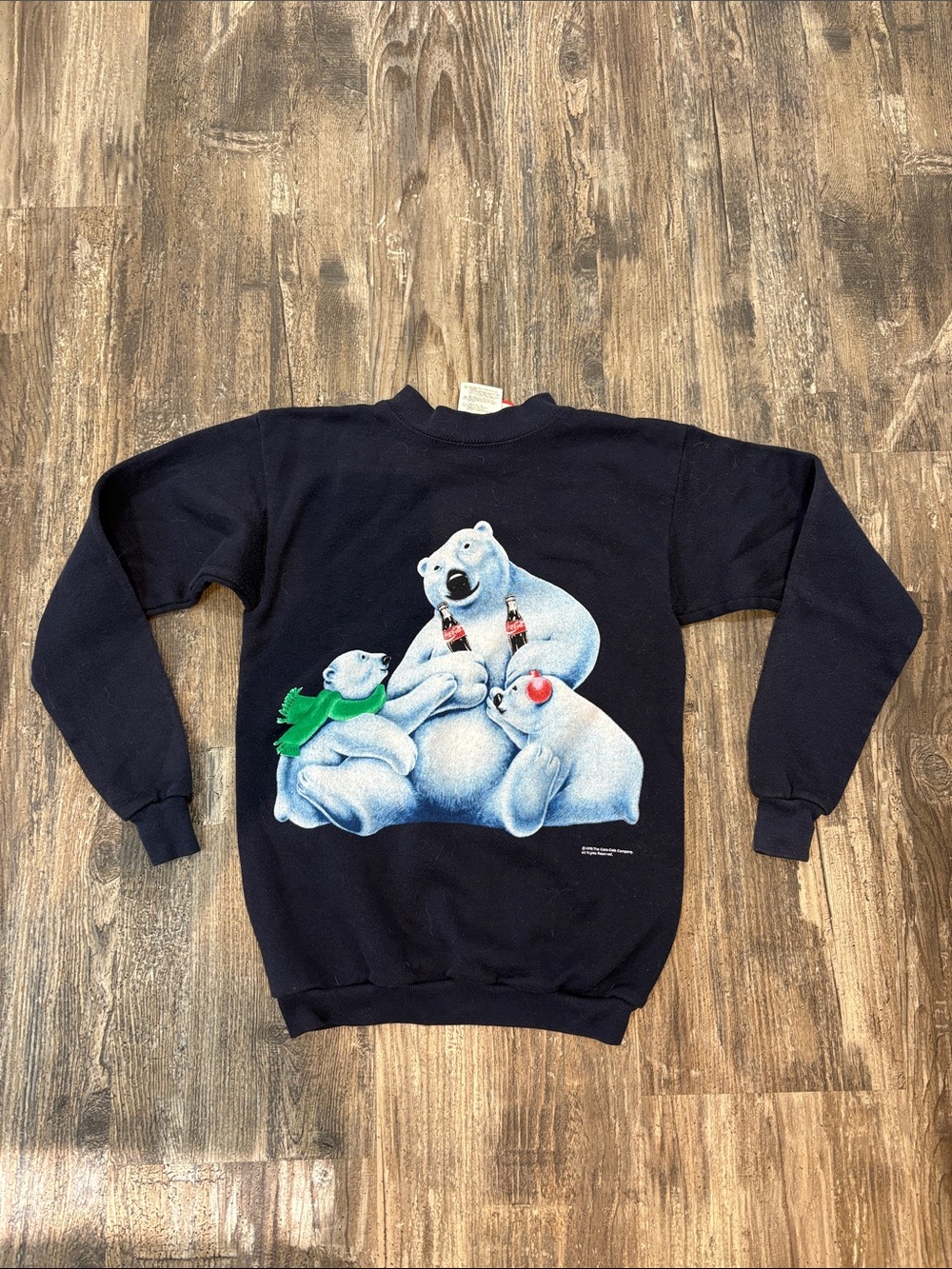 Vintage 90's Coca Cola Polar Bear Sweatshirt Coke Kids M Blue USA 1995 Pullover